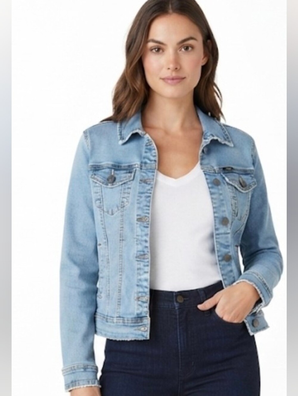 Vevel  Light Blue High-Rise Jeans Styled with White Tank Size M